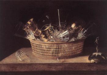 塞巴斯蒂安 斯托斯科夫 Still Life Of Glasses In A Basket 塞巴斯蒂安 斯托斯科夫 Still Life Of Glasses In A Basket